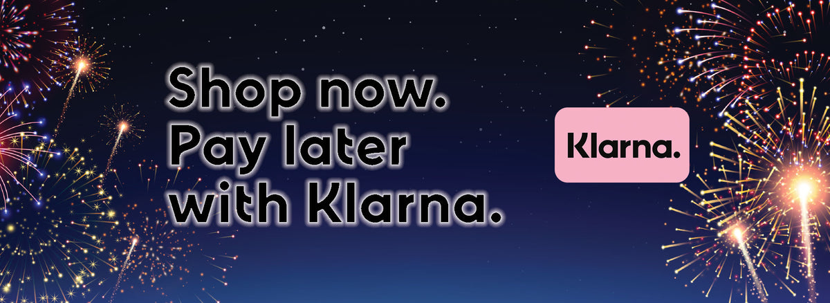Shop now pay later for online fireworks with Klarna Advertisement banner