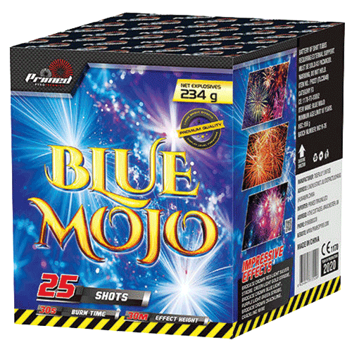 Blue Mojo 25 Shot Gender Reveal Barrage Fireworks from Home Delivery Fireworks