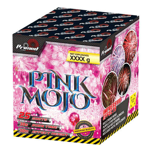 Pink Mojo 25 Shot Gender Reveal Barrage Fireworks from Home Delivery Fireworks