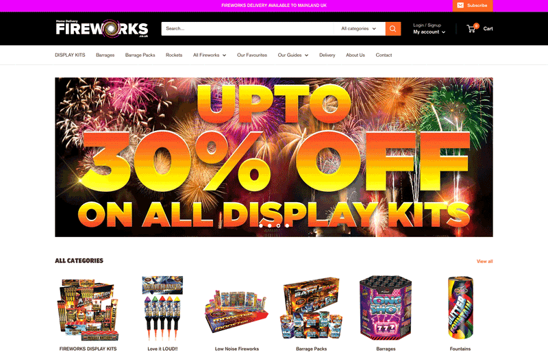 Home Delivery Fireworks Website Image